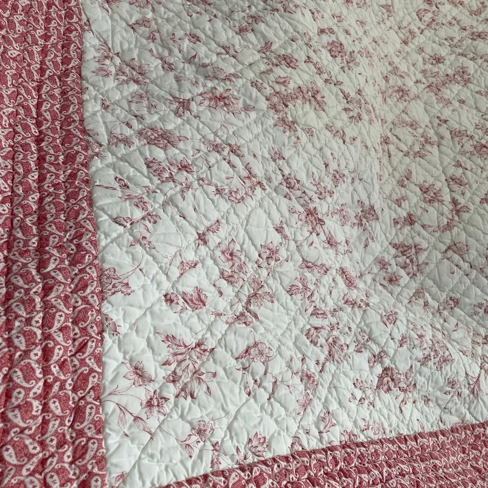 King Size Quilt French Country Living Catalog. Floral Red Quilt.